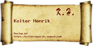 Kolter Henrik névjegykártya